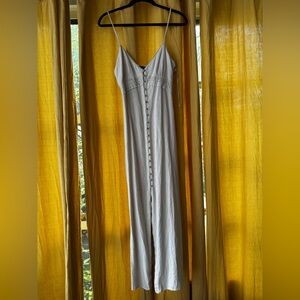 Zara Beige Linen Buttoned Dress